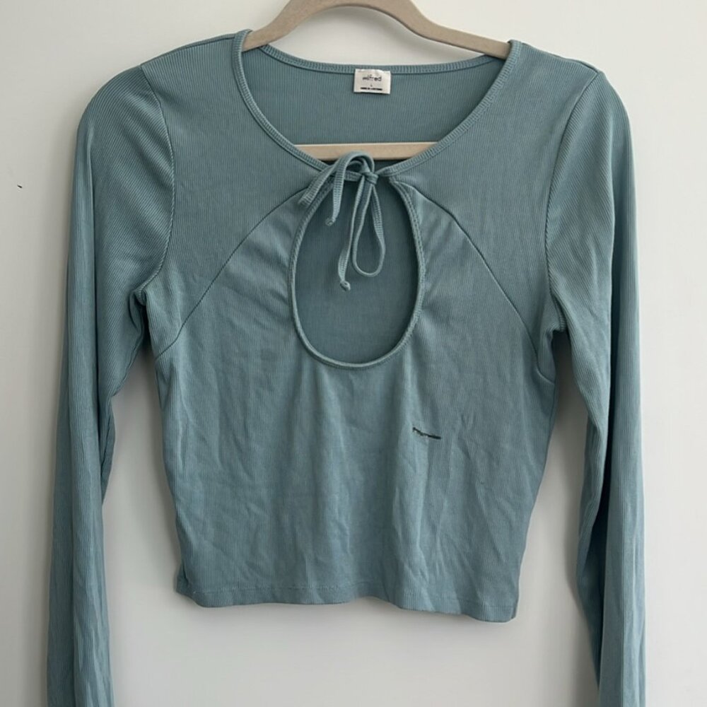 Aritzia Wilfred Harlequin Longsleeve Keyhole Blue, Size L